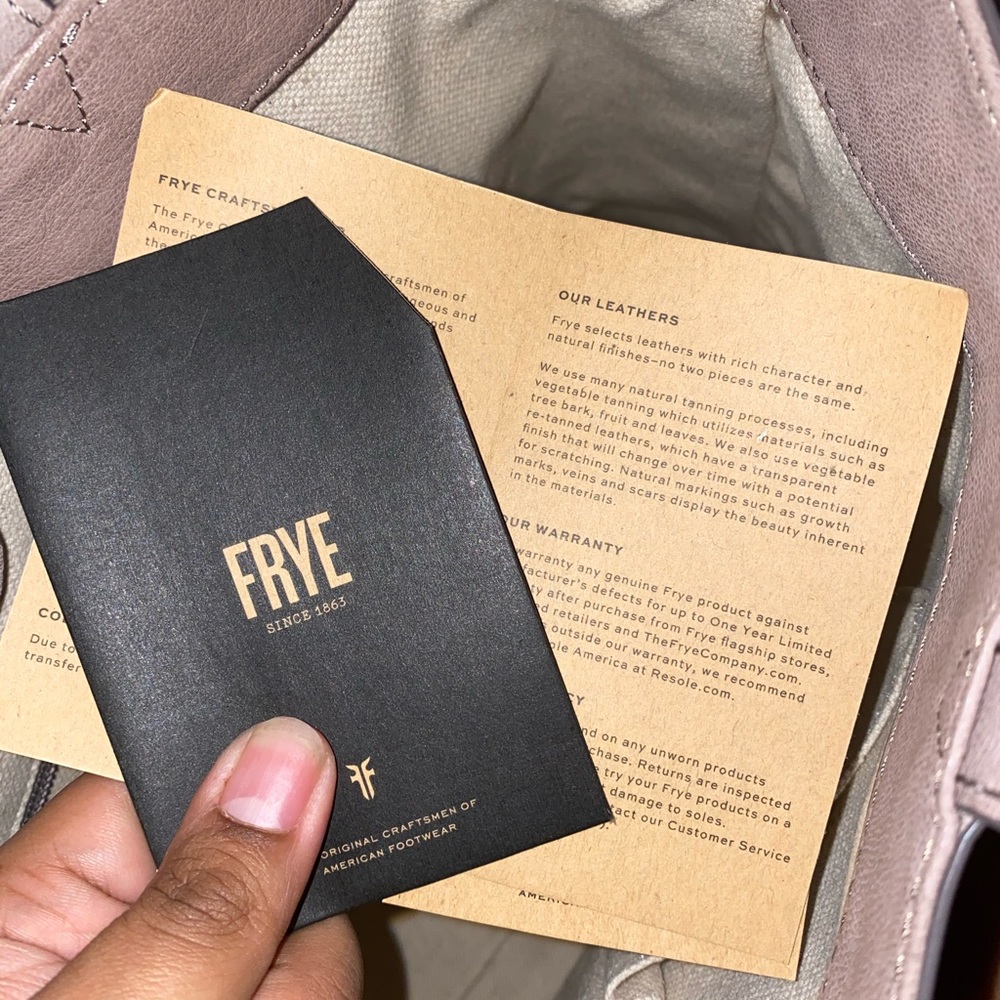 Frye Madison Leather Tote with Front Pocket Stone - Picture 7 of 10